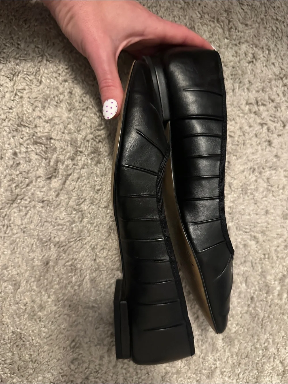 Ann Taylor Black Pointed-Toe Pleated Ballet Flats
